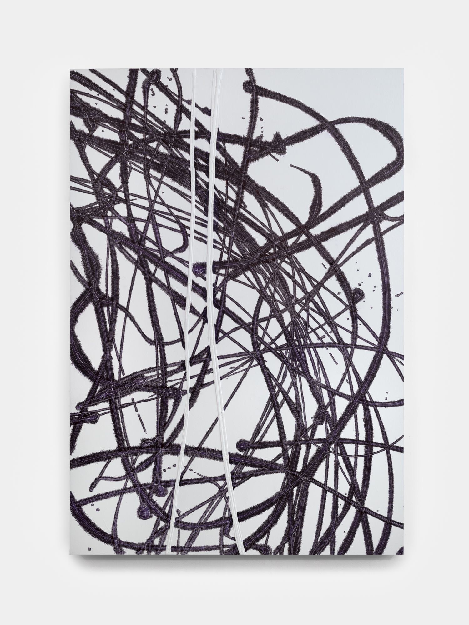 <i>Memory Traces_Markers to Follow</i>, 2024. Acrylic, ballpen on wood panel, 66 1/2 x 45 5/8 x 2 in (169 x 116 x 5 cm)